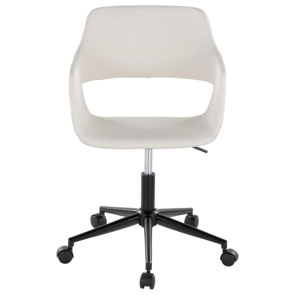 Lumisource Margarite Task Chair with White Faux Leather Cushion in Black, , large