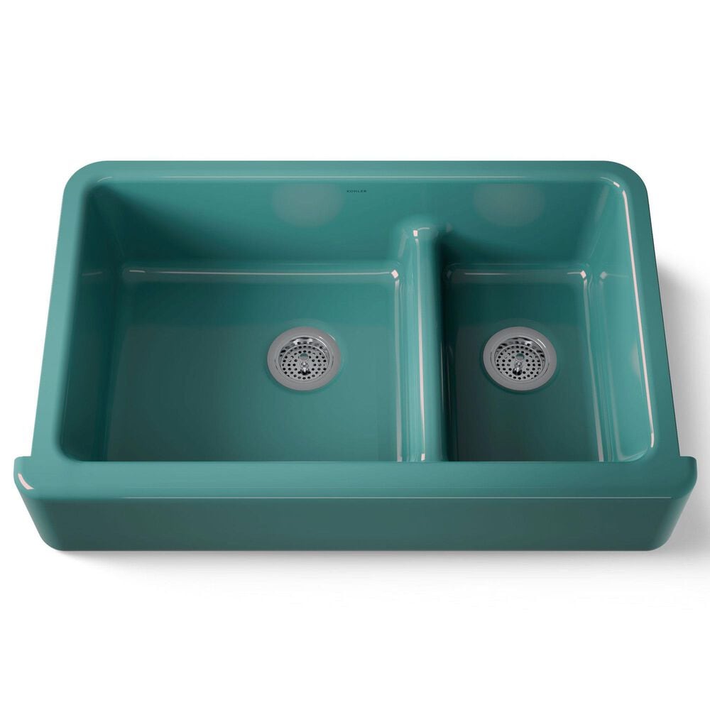 Kohler Whitehaven 35.5" Undermount Double-Bowl Kitchen Sink in Teal, , large