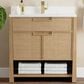 James Martin Vanities Solene 36" Single Bathroom Vanity in Seaside Oak with Single Hole 3 cm White Zeus Quartz Top and Rectangular Sink, , large