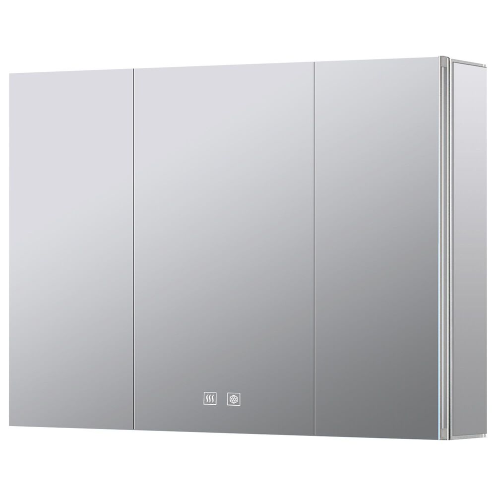 Lexora Home Corsica 48" x 32" LED Mirror Medicine Cabinet with Defogger in Aluminium, , large