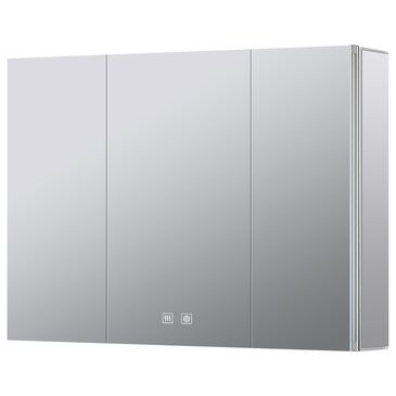 Lexora Home Corsica 48" x 32" LED Mirror Medicine Cabinet with Defogger in Aluminium, , large