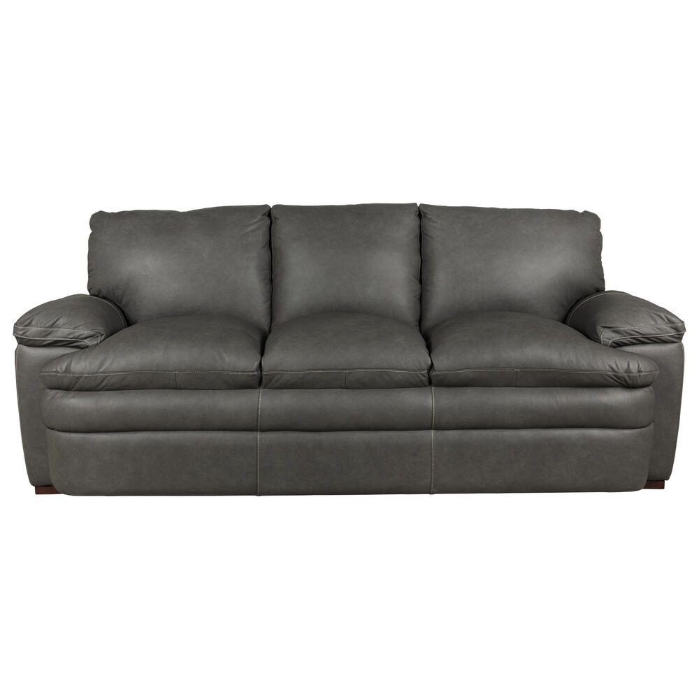 Superb Leather Leather Stationary Sofa in Oslo Dark Grey, , large