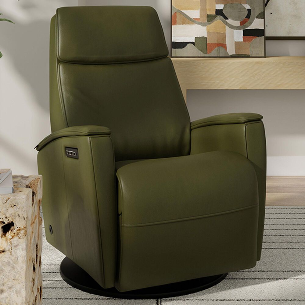 Fjords Crown Large Power Swivel Recliner in Martini Olive, , large