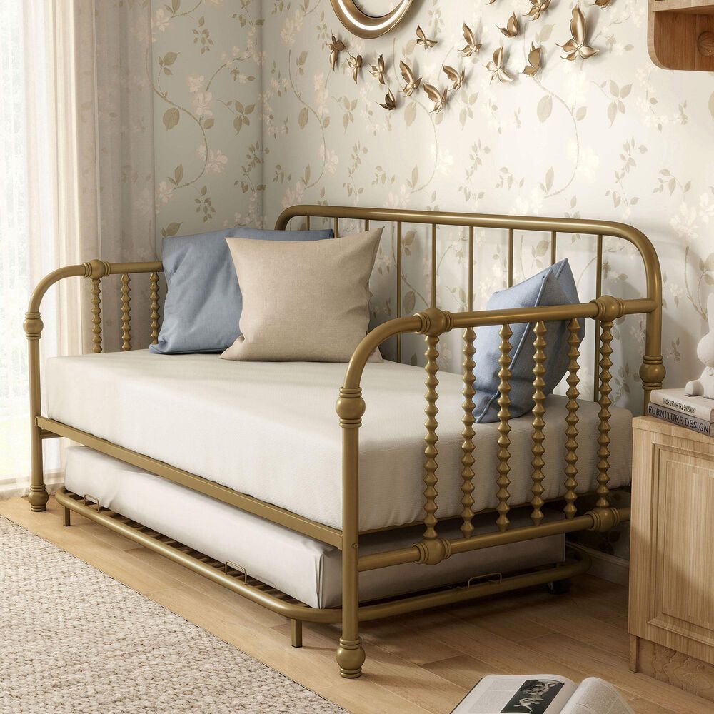 Furniture of America Wren Twin Daybed with Trundle in Gold, , large