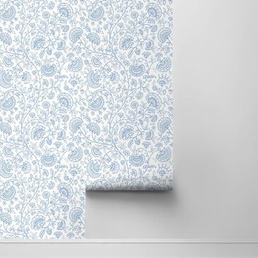 NextWall Paisley Trail 216" x 20.5" Peel and Stick Wallpaper in Blue Bell, , large