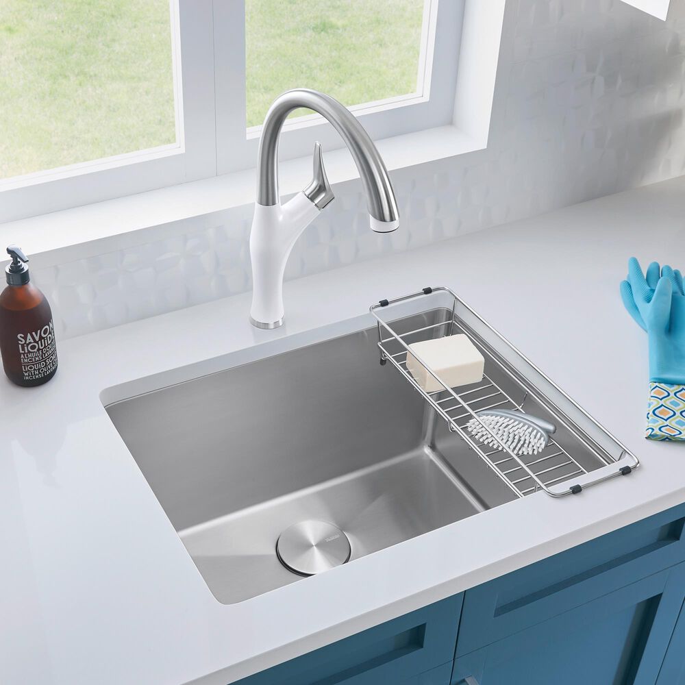 Blanco Quatrus 25&quot; R15 Dual Mount Laundry Sink in Refined Brushed, , large