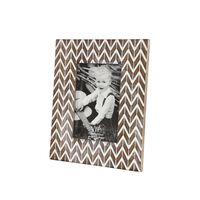 Maple and Jade Wood Photo Frame in White and Brown Chevron (Set of 2)