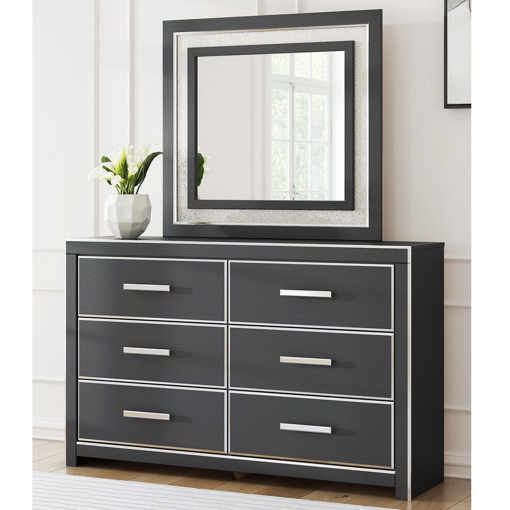 Ashley Zuraleus 6-Drawer Dresser and Mirror in Matte Black and Chrome, , large