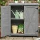 Hearth and Haven Outdoor Wooden Storage Cabinet with Metal Top and Adjustable Protective Footpad in Gray, , large