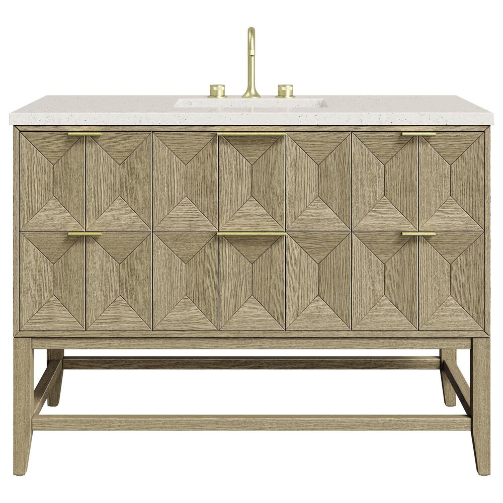 James Martin Vanities Emmeline 48&quot; Single Vanity in Pebble Oak with 3 CM Lime Delight Quartz Top, , large