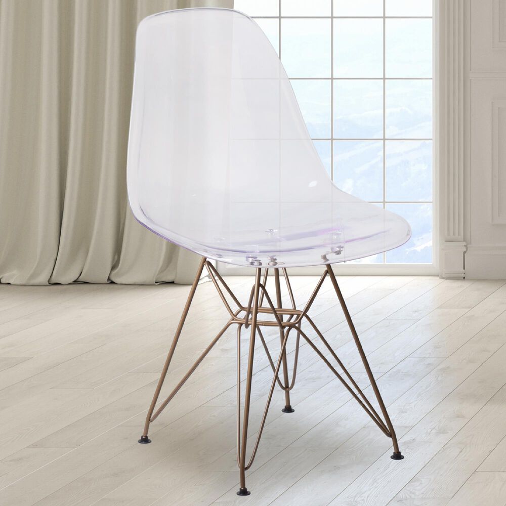 Flash Furniture Elon Side Chair in Clear and Gold, , large