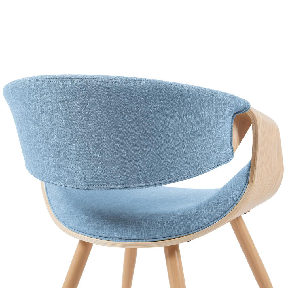 Armen Living Butterfly Arm Chair with Blue Upholstery in Oak, , large