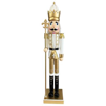 Santa"s Workshop 60" Nutcracker in White and Gold, , large
