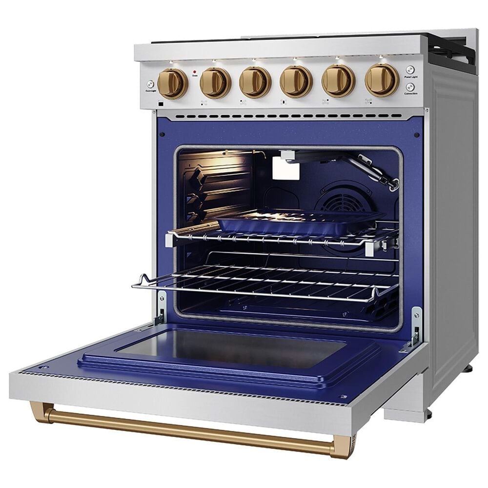 Thor Kitchen Gordon Ramsay 4.6 Cu. Ft. Professional Liquid Propane Range with Bronze Handle Kit in Stainless Steel, , large