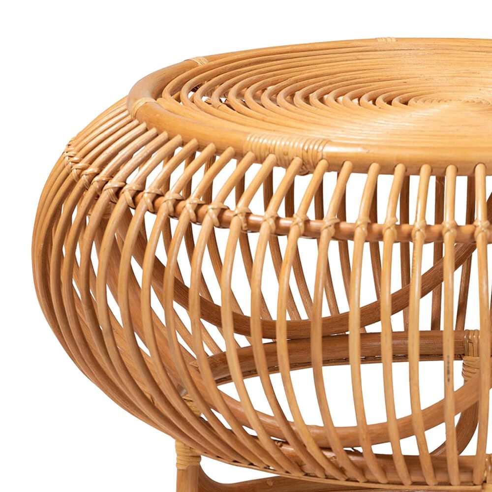 Baxton Studio Adeola Round Coffee Table in Light Honey, , large