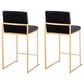 LumiSource Fuji 26" Counter Stool with Black Upholstery in Gold (Set of 2), , large