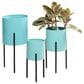 Maple and Jade Metal Planter with Removable Stand in Polished Teal and Black (Set of 2), , large