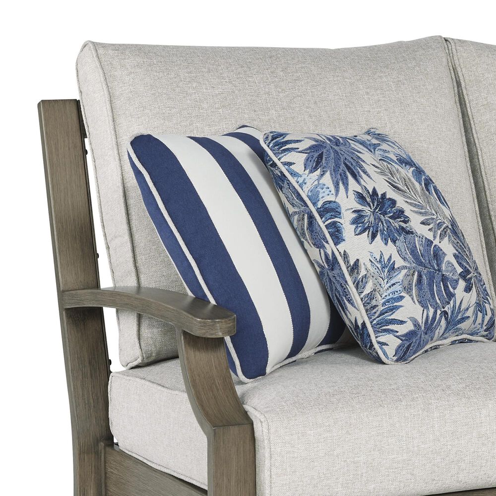 Ashley Rainier Ranch Outdoor Sofa with Beige Cushion in Brown, , large