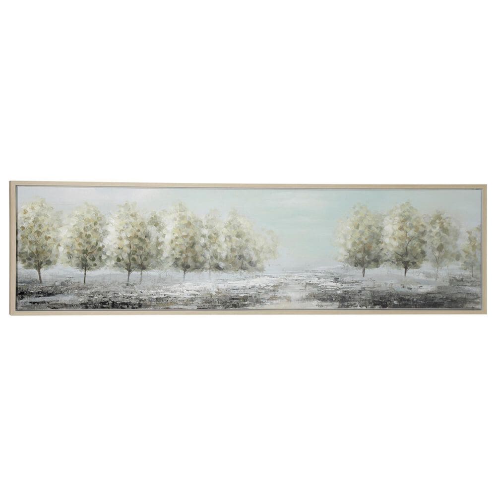 Maple and Jade 20&quot; x 71&quot; Tree Wall Art with Brown Frame in Green, Black and Cream, , large