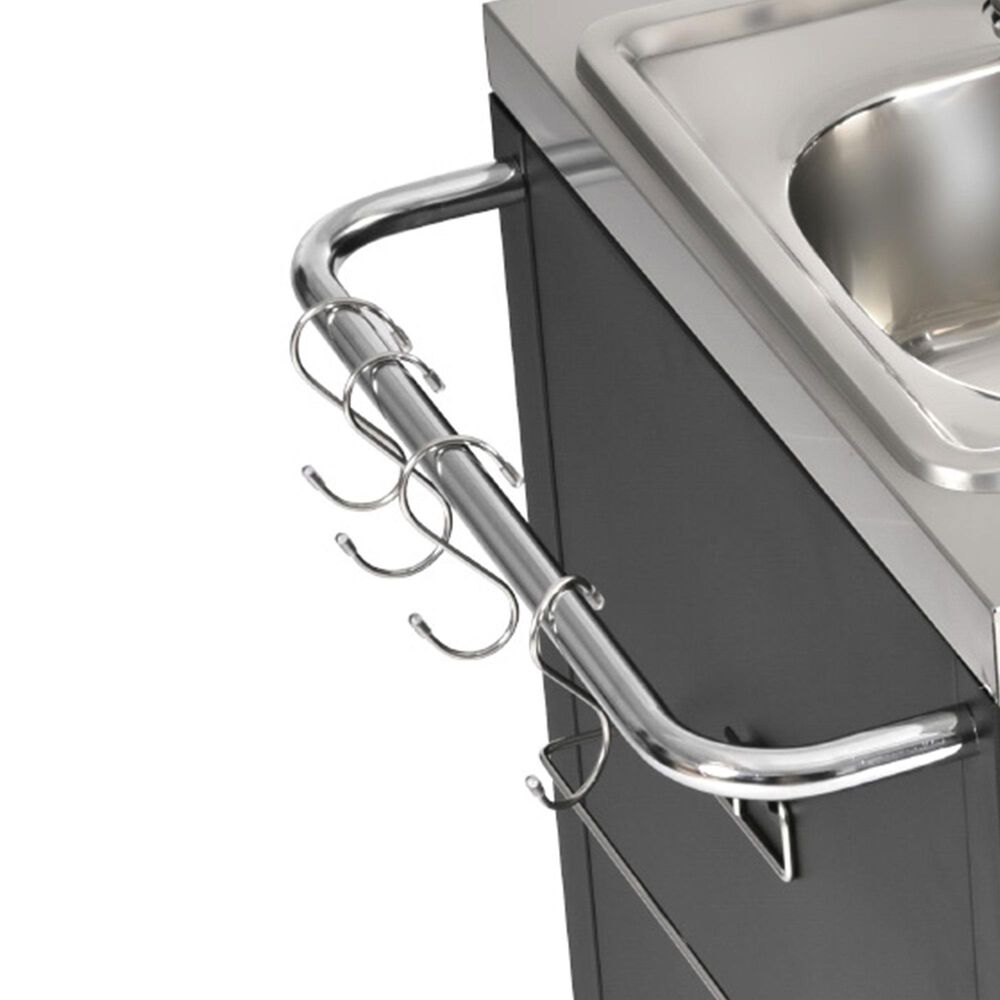 HOMLUX 55.5" Outdoor Kitchen Island with Sink in Black and Stainless Steel, , large