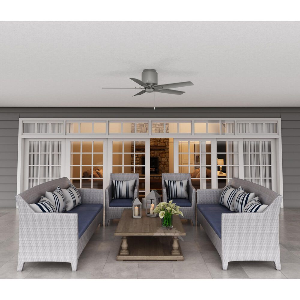 Hunter Terrace 44&quot; Outdoor Ceiling Fan in Matte Silver, , large
