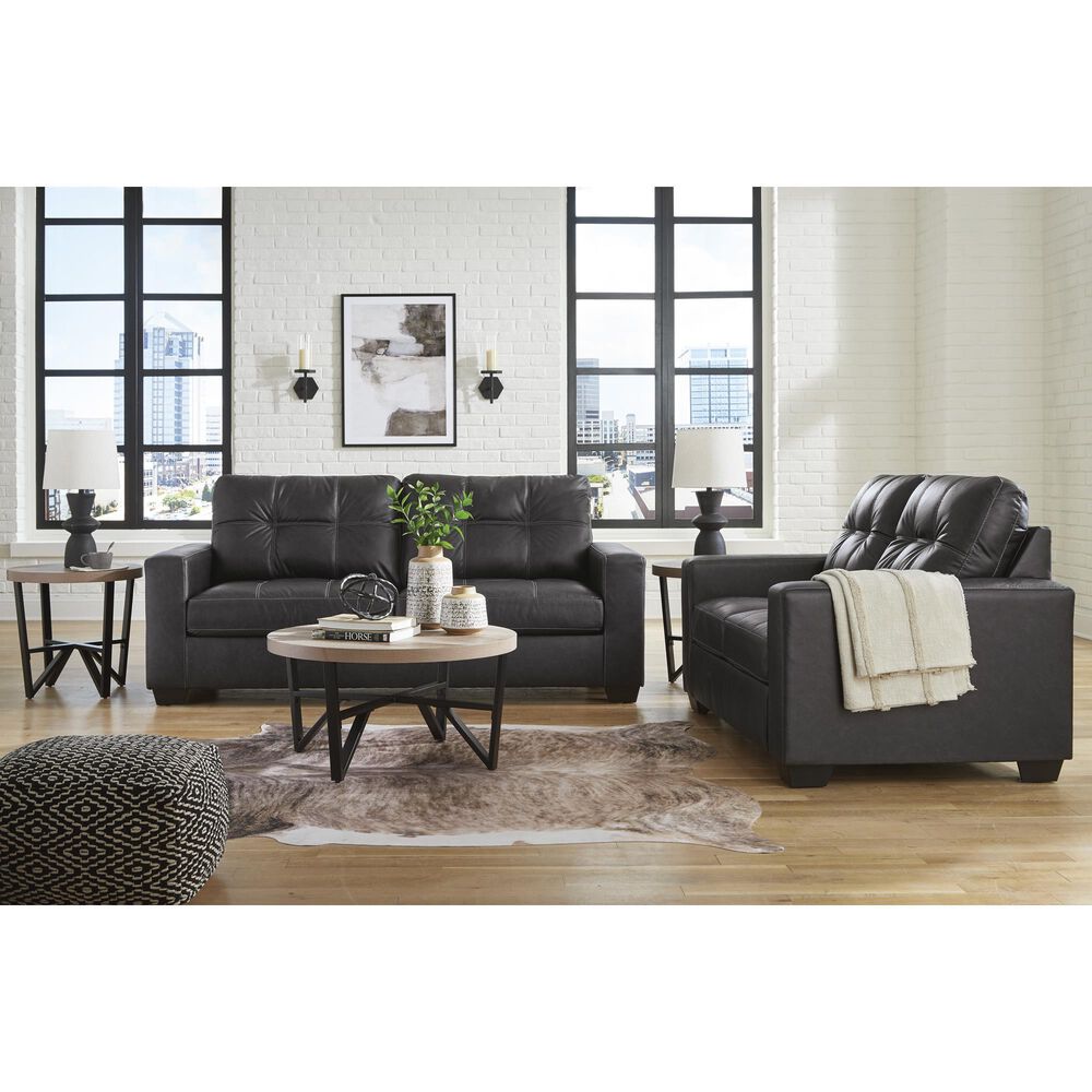 Ashley Barlin Mills Stationary Sofa and Loveseat Set in Carbon, , large