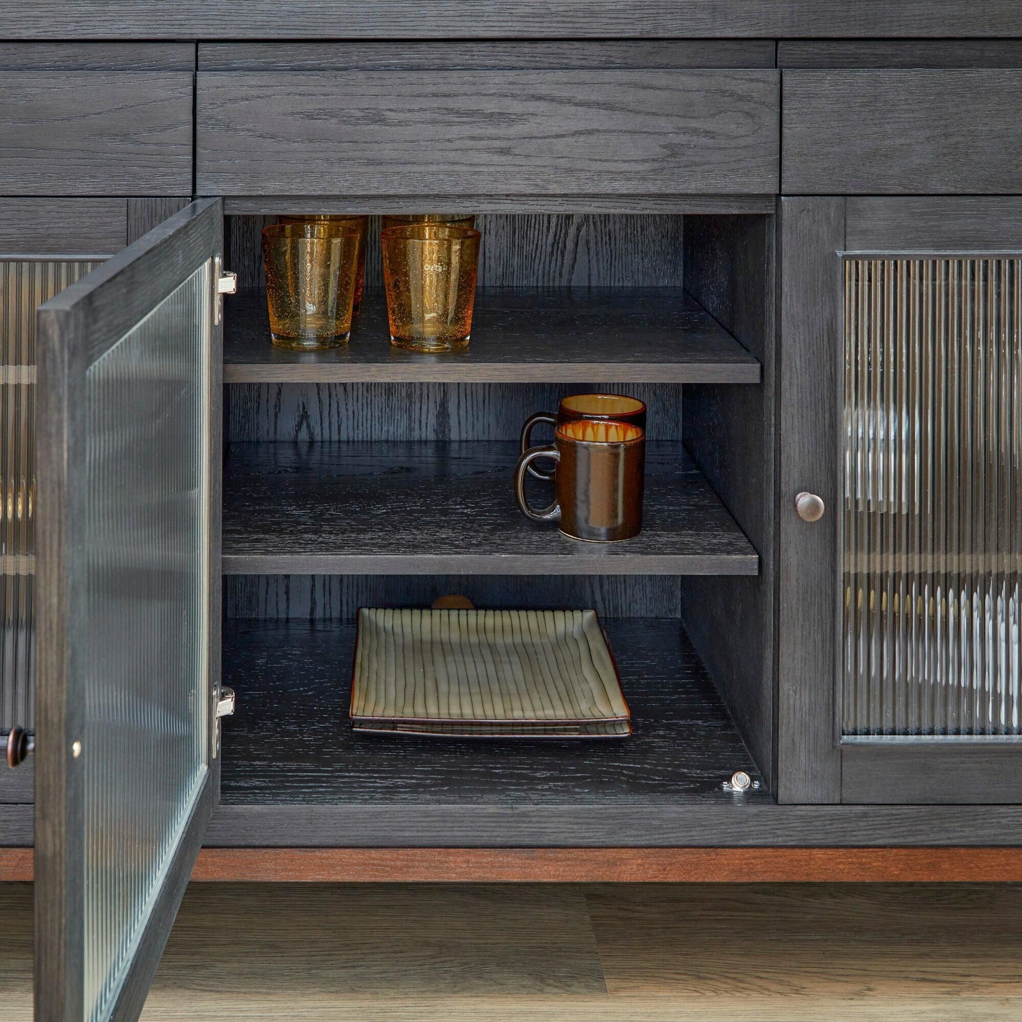 Flexsteel Waterfall 3-Drawer Buffet in Deep Ebony and Dark Brown