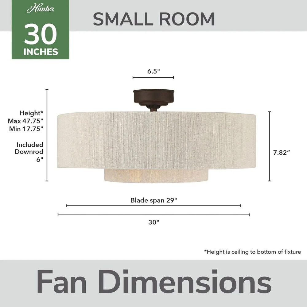 Hunter Brookside Jasmine Roth 30" Indoor Ceiling Fandelier with LED Light and Remote Control in Matte Bronze, , large