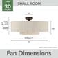 Hunter Brookside Jasmine Roth 30" Indoor Ceiling Fandelier with LED Light and Remote Control in Matte Bronze, , large