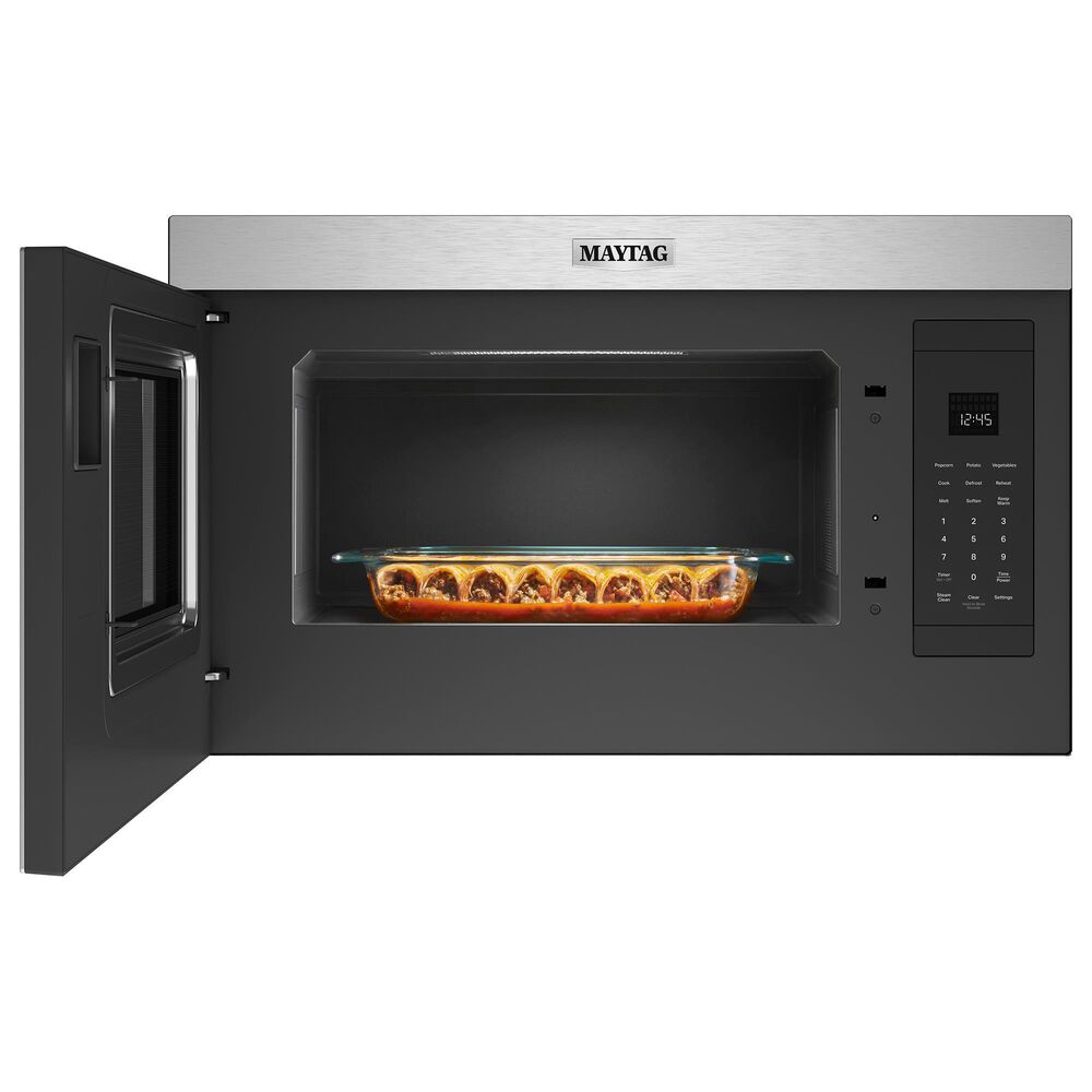 Maytag 2pc Kitchen Package with 1.1 Cu. Ft. Over the Range Flush Built-In Microwave and 5.3 cu. ft. 30 Inch Wide Electric Range with Grill Mode in Stainless Steel, , large