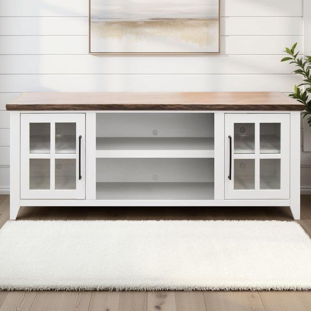 Legends Home Providence 66" TV Console in White and Bourbon, , large