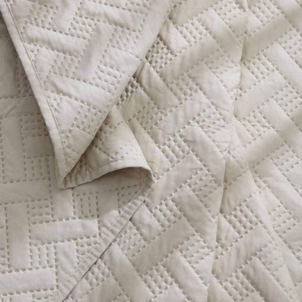 Trade Linker 3-Piece Queen Basket Pinsonic Quilt Set in Oatmeal, , large