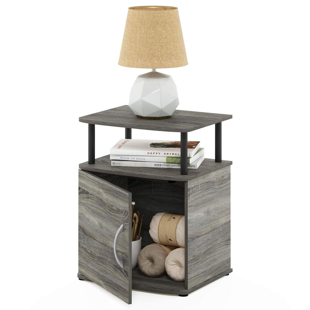 HOMLUX End Table with Open Shelf in Gray and Black, , large