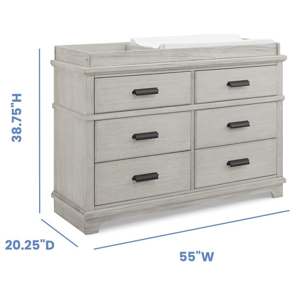 Delta Children Asher 6-Drawer Dresser with Changing Top in Rustic Mist, , large
