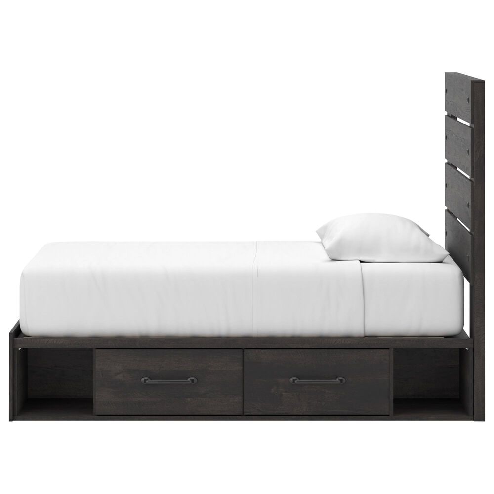 Ashley Hollivern Twin Panel Bed with Storage in Dark Gray, , large
