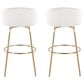 LumiSource Claire Swivel Barstool with Cream Velvet Upholstery in Gold (Set of 2), , large