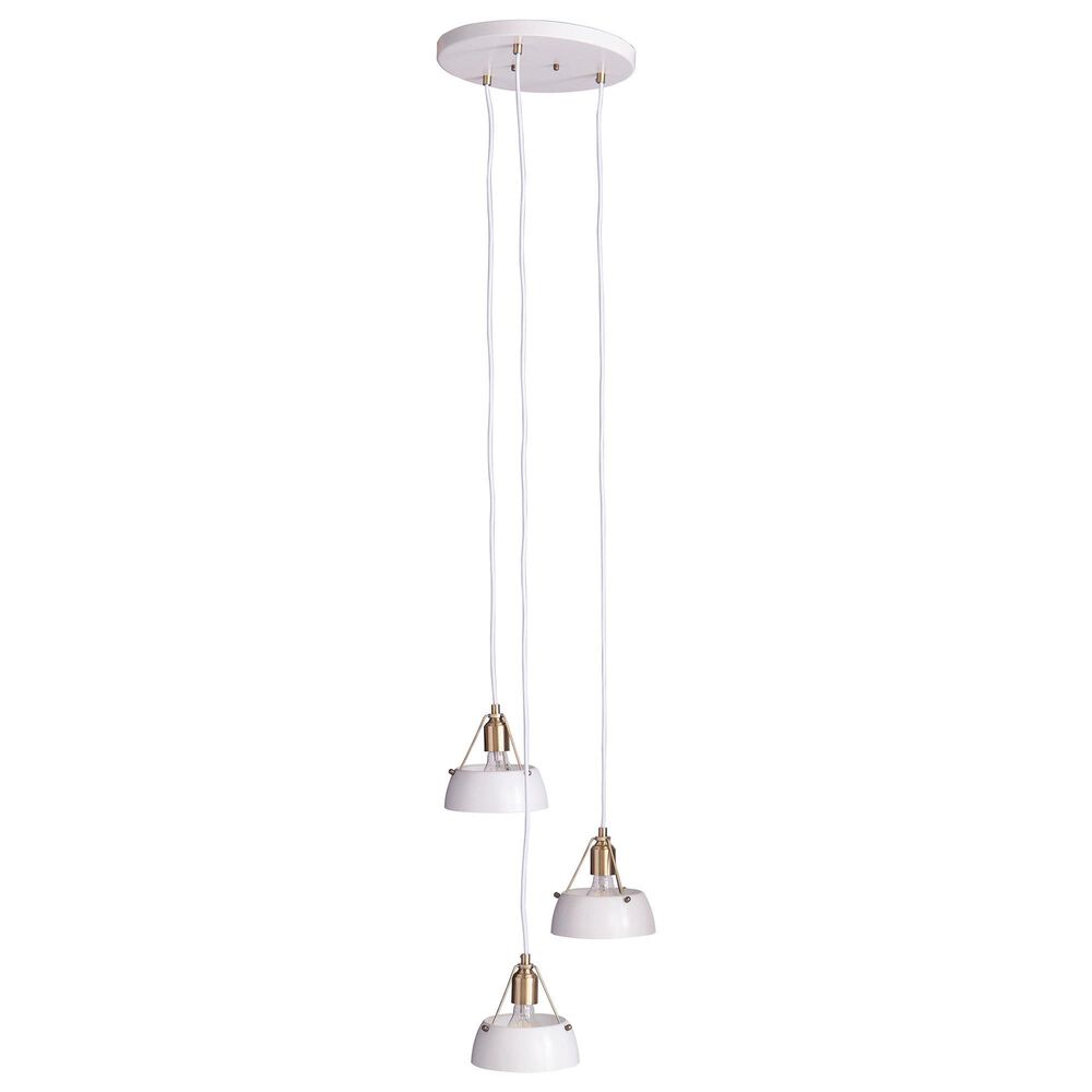 Southern Enterprises Renmarco 3-Light Cluster Pendant in Antique Brass and White, , large