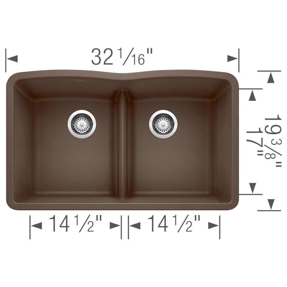Blanco Diamond Equal Double Bowl Kitchen Sink with Low Divide in Cafe, , large