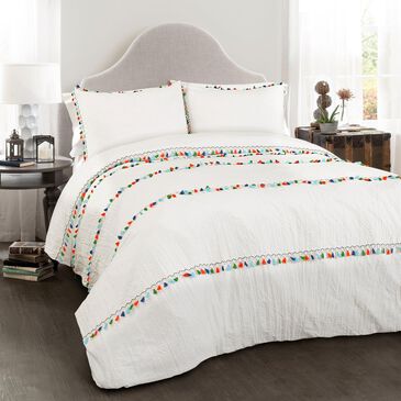 Triangle Home Fashions Boho Tassel 3-Piece King Comforter Set in White, , large