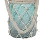 Maple and Jade 5" x 16" Indoor/Outdoor Candle Lantern with Rope Handle in Frosted Blue and Cream, , large