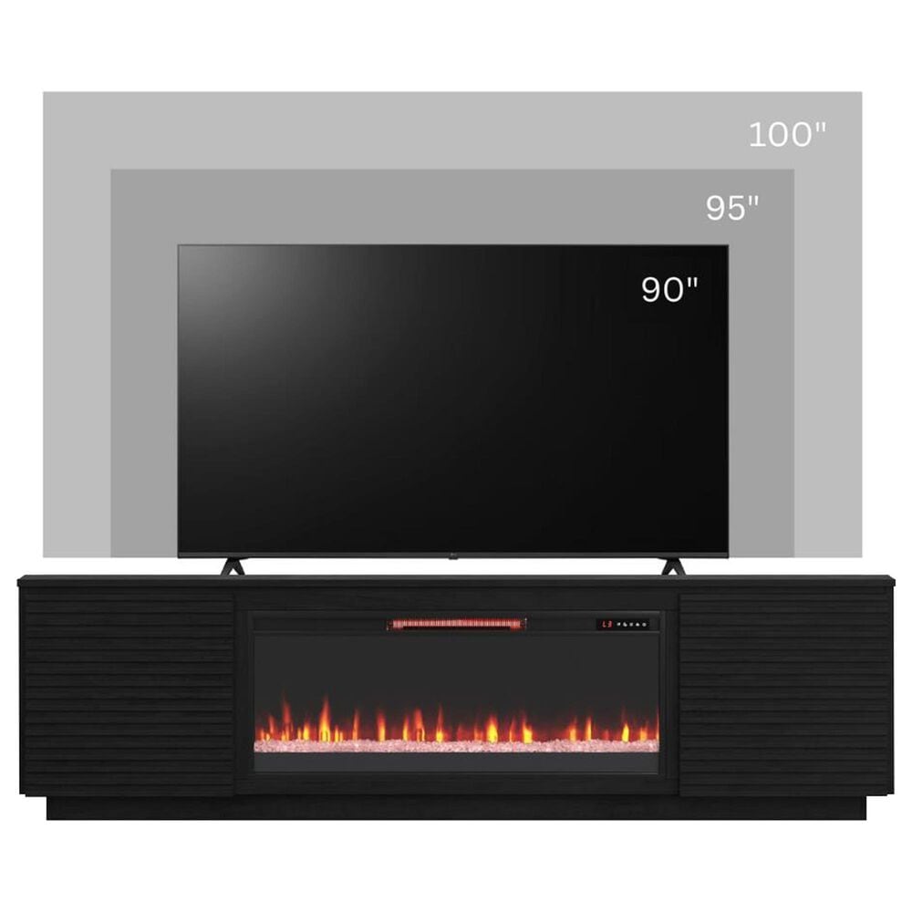 Legends Home Stardust 89" Fireplace Console with Fireplace Insert in Seal Skin Black, , large