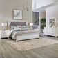 Belle Furnishings Reflections 4-Piece King Upholstered Bedroom Set in Pearl White and Rhinestone, , large