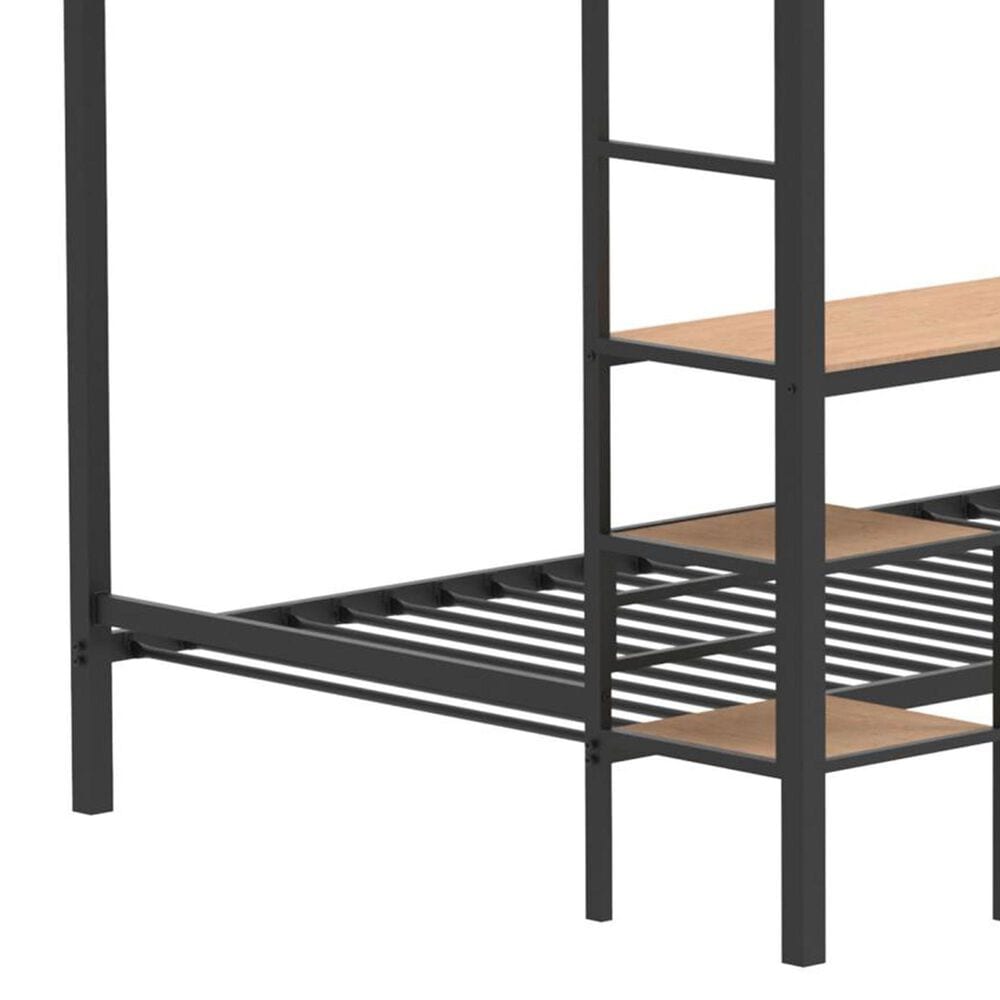 Pacific Landing Campus Full Over Twin Workstation Bunk Bed in Matte Black, , large