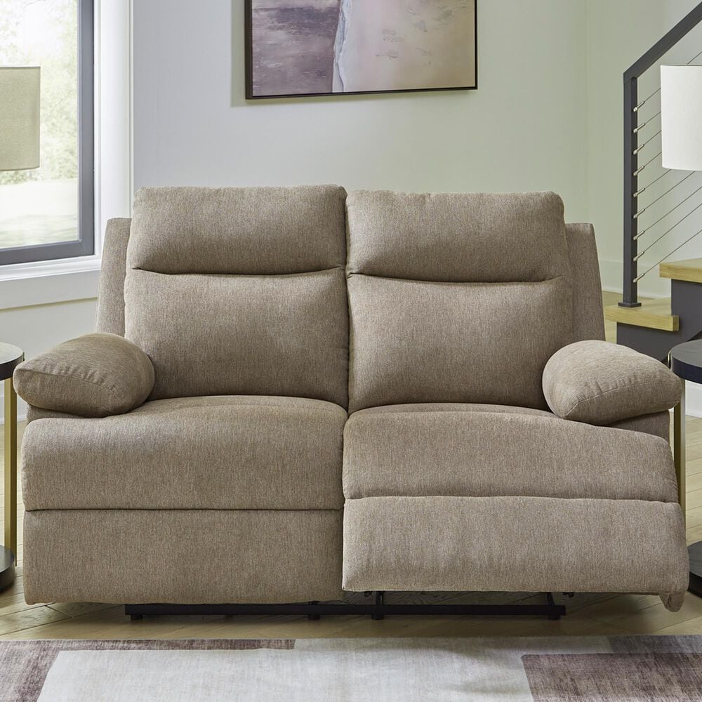 Ashley Side-Swipe Manual Reclining Loveseat in Mocha, , large
