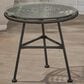 Hearth and Haven Orlando Outdoor Round Side Table with Glass Top in Gray, , large