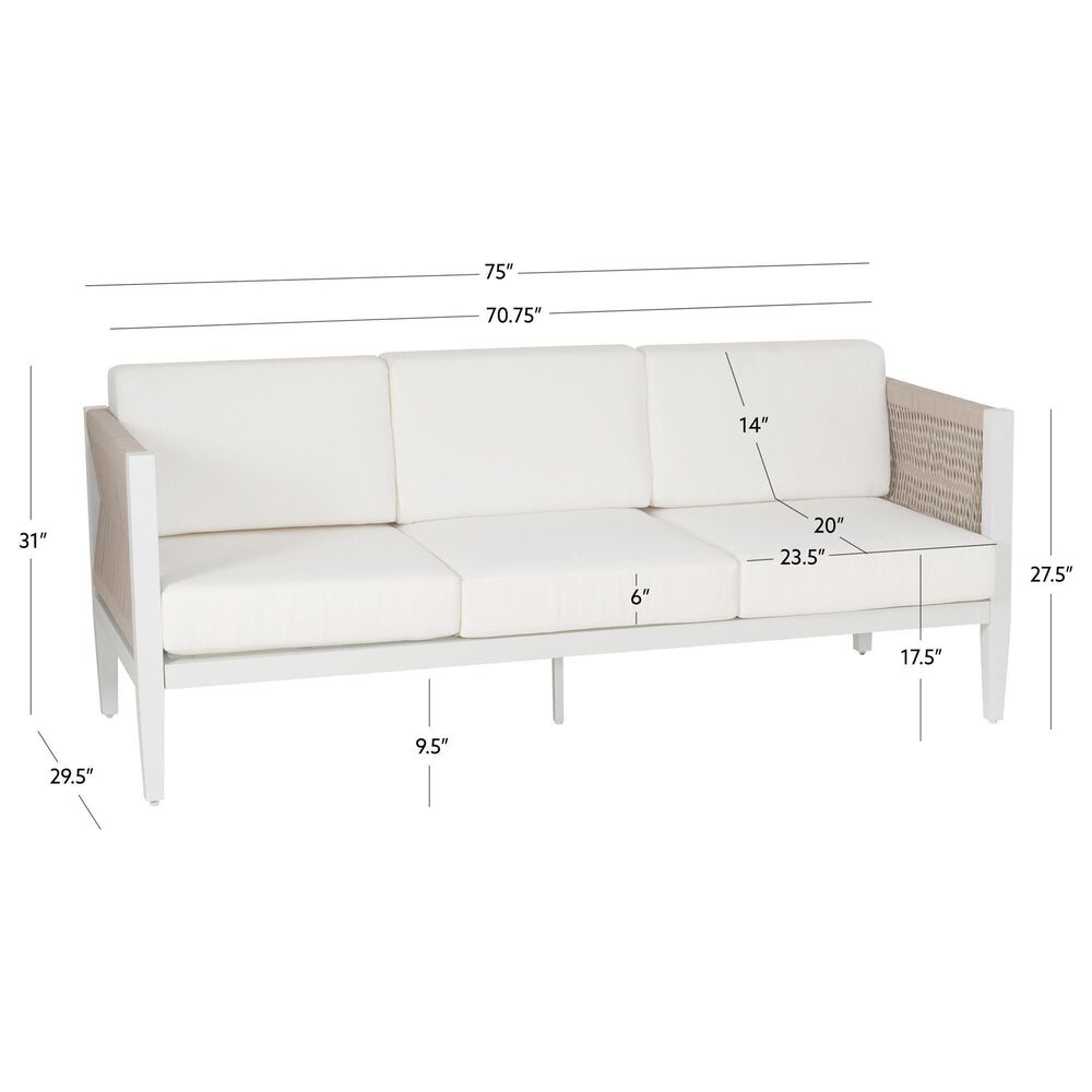Linon Home Decor Claiborne 3-Seater Outdoor Sofa in White, , large