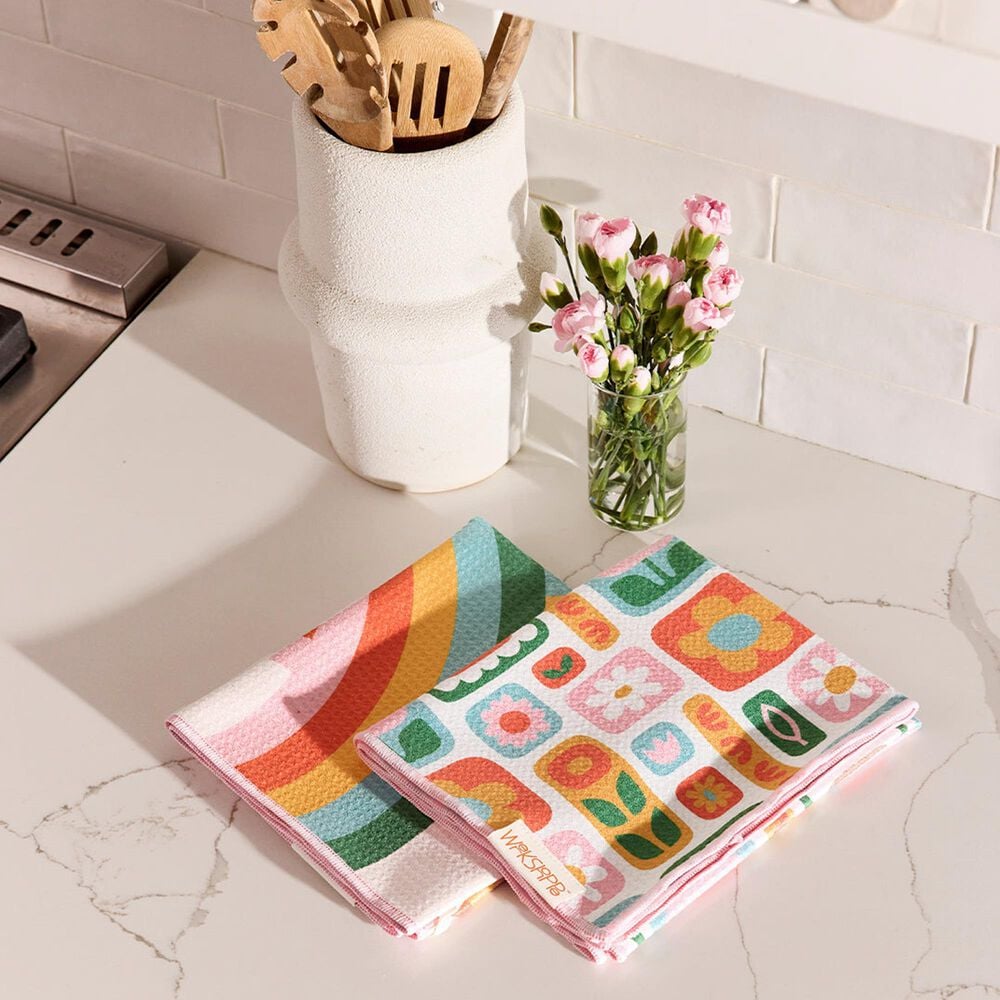 Werkshoppe Daisies and Rainbows Microfiber Towel in Multicolor, , large