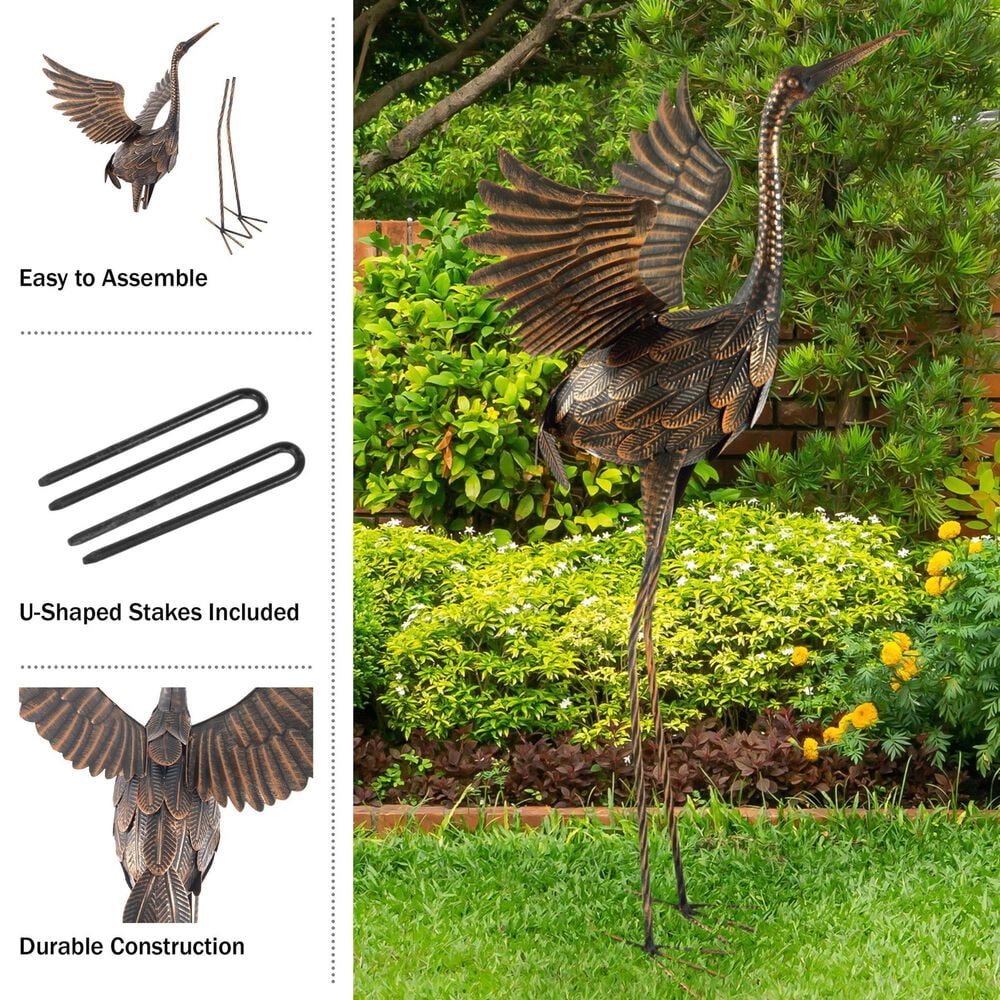 Timberlake Flying Crane Garden Statue in Gold, , large