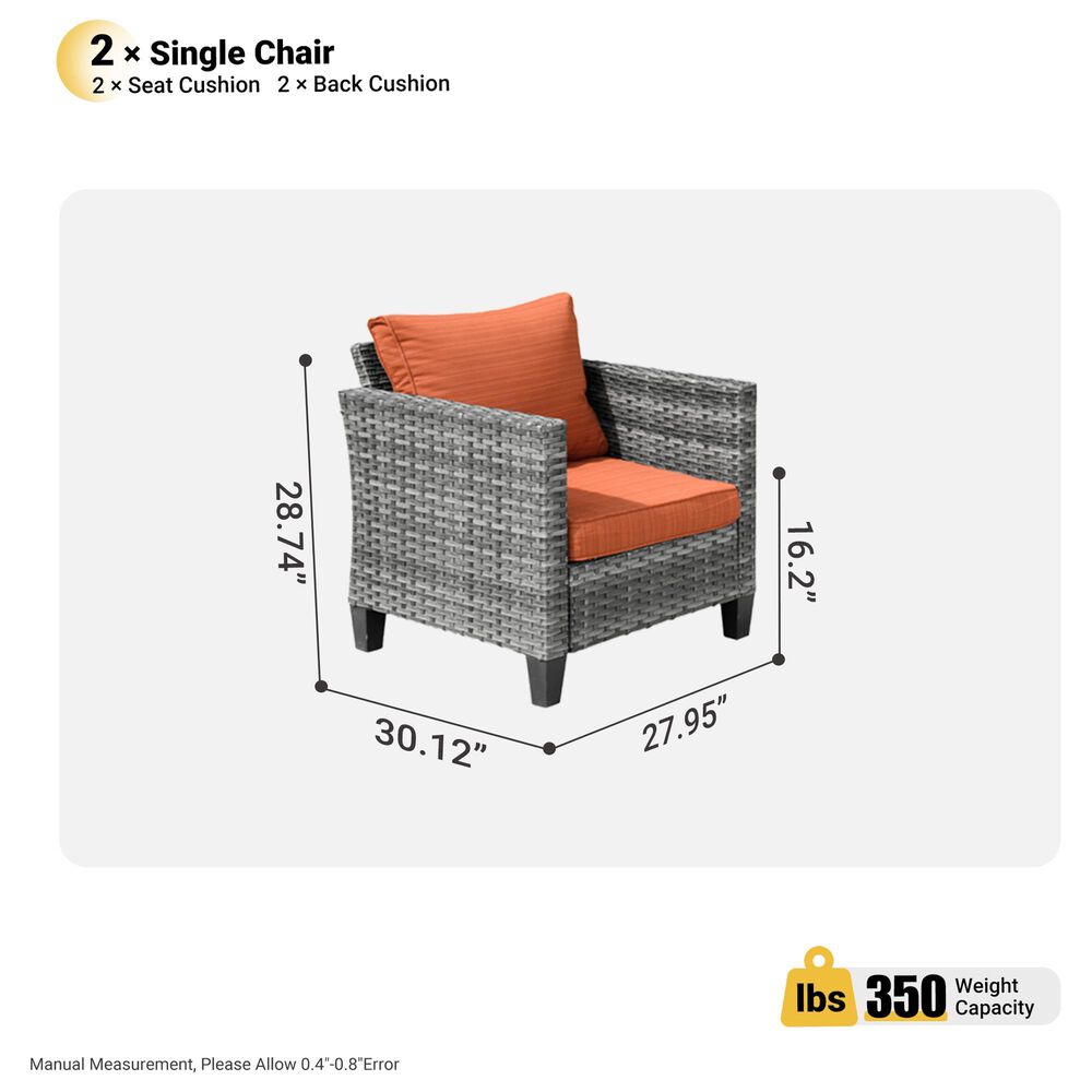 HOMLUX 28" Patio Single Chair in Orange (Set of 2), , large