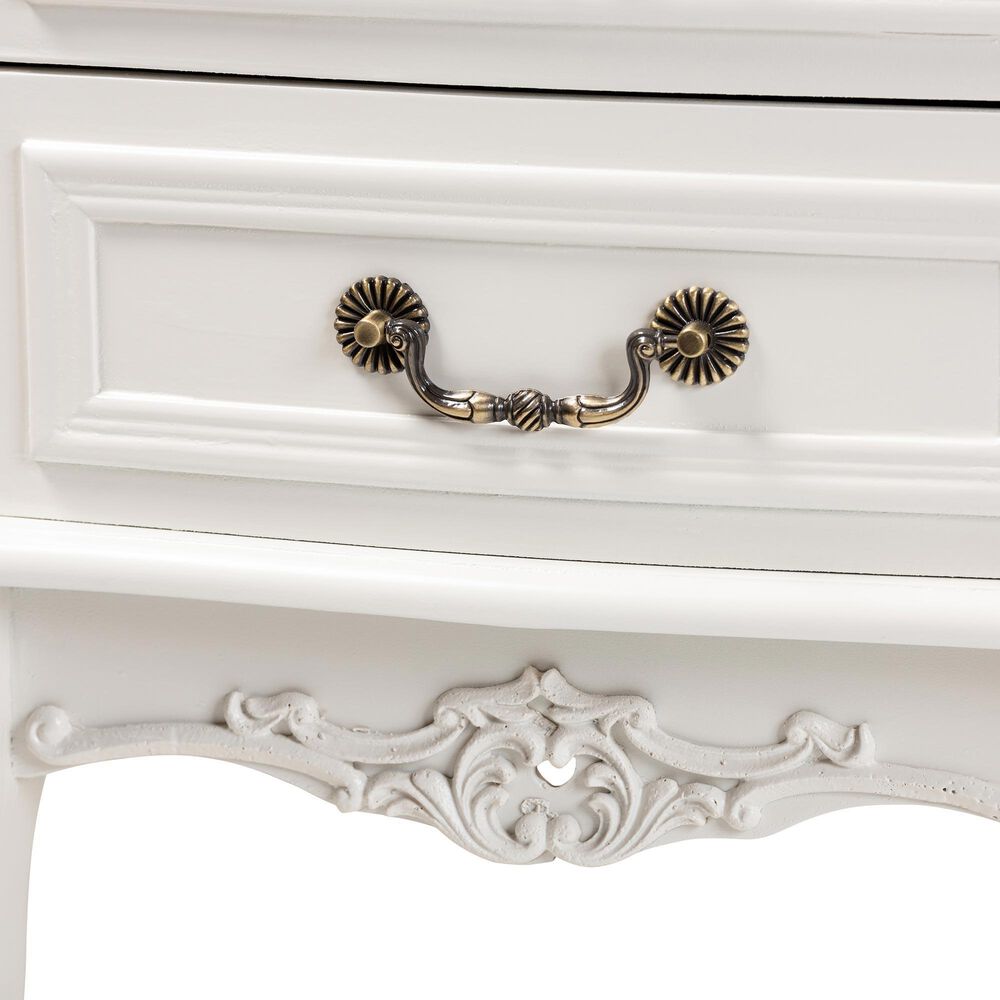 Baxton Studio Gabrielle 2-Drawer End Table in White, , large